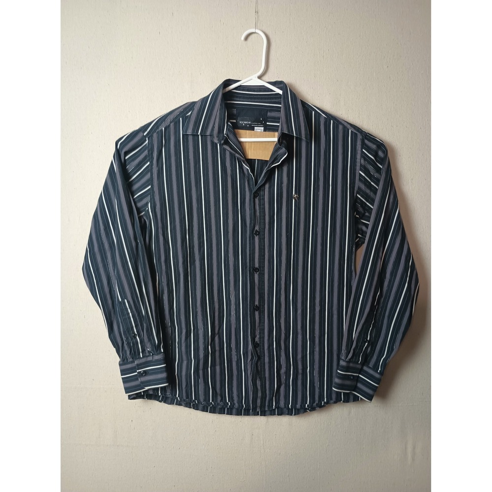Rocawear Striped Button Down Shirt Long Sleeve Street Wear Urban Size Large M